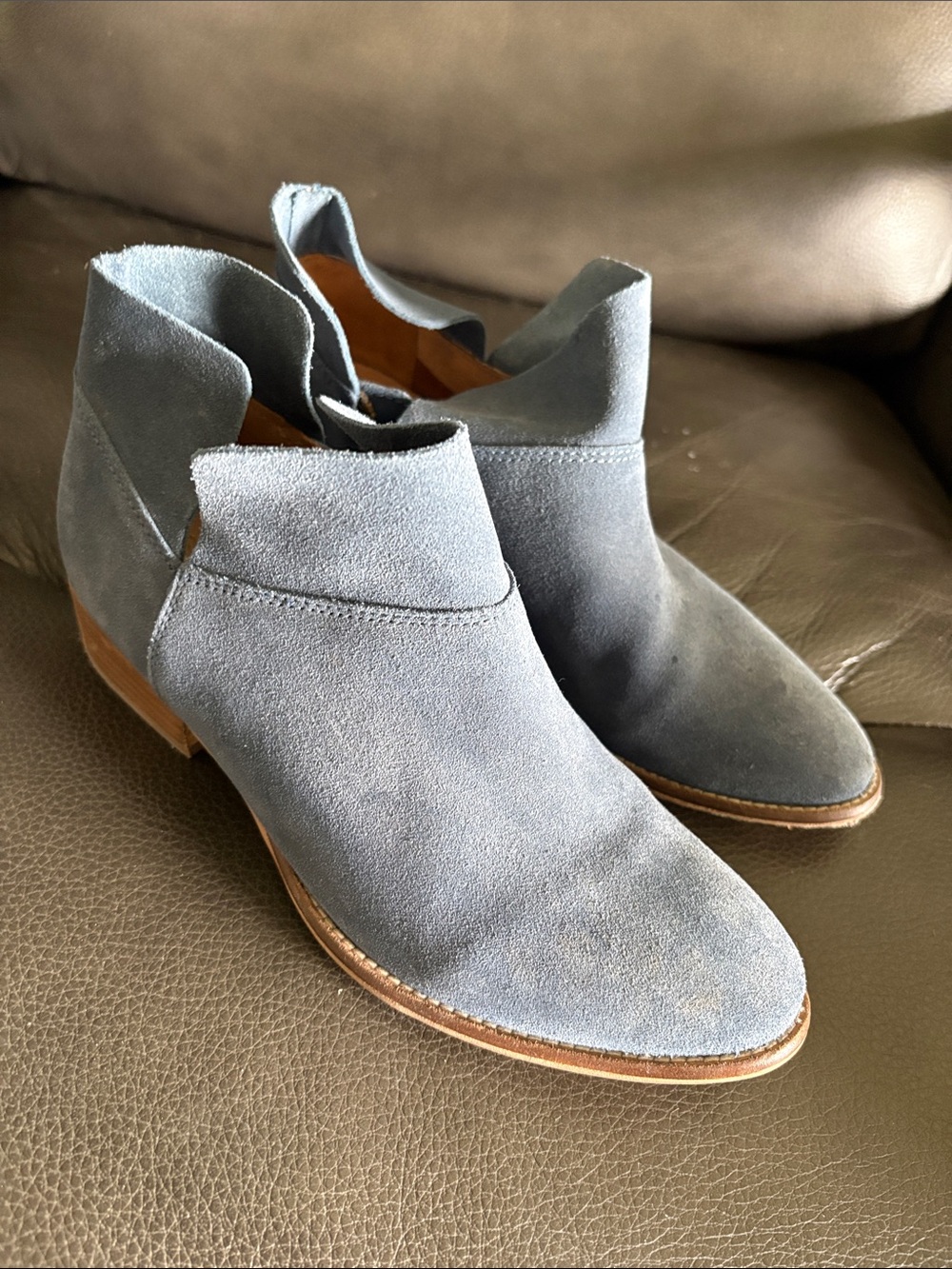 Seychelles Blue Suede Ankle Booties